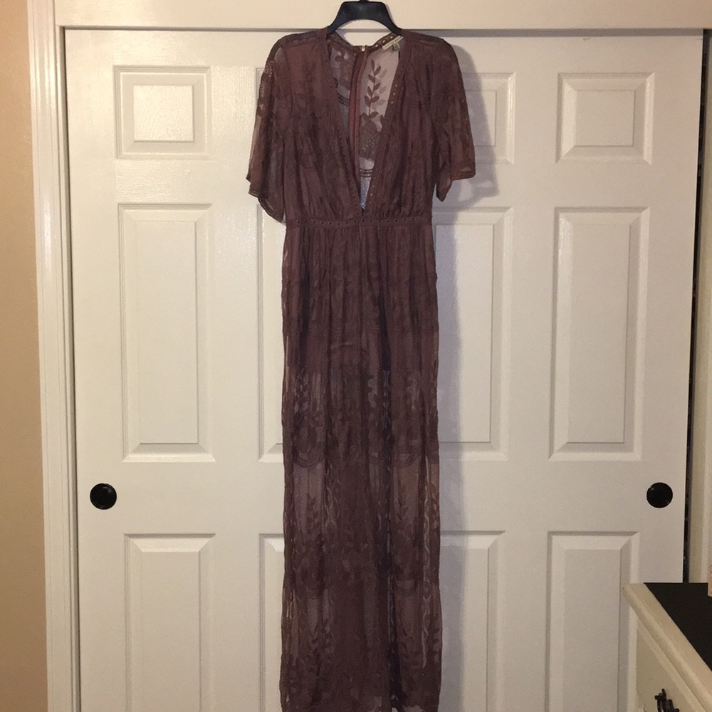 BRAND NEW HAUTE MONDE lace romper maxi